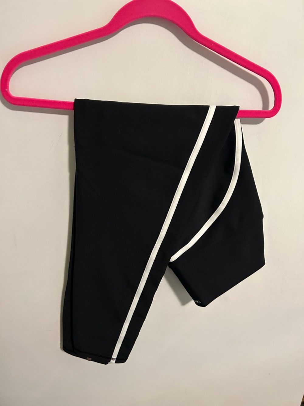 Black Women's Athletic Leggings with White Side Trim